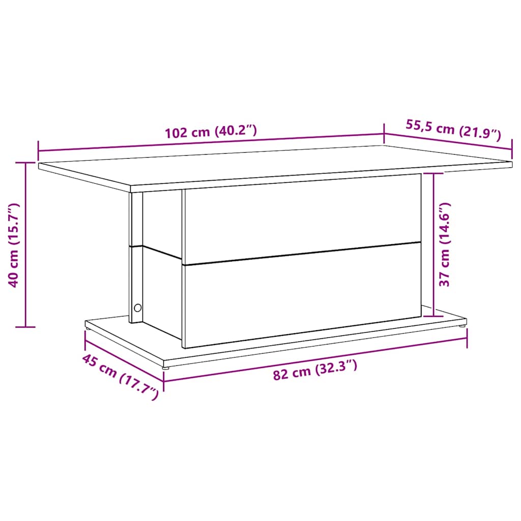 Salongbord artisan eik 102x55,5x40 cm konstruert tre