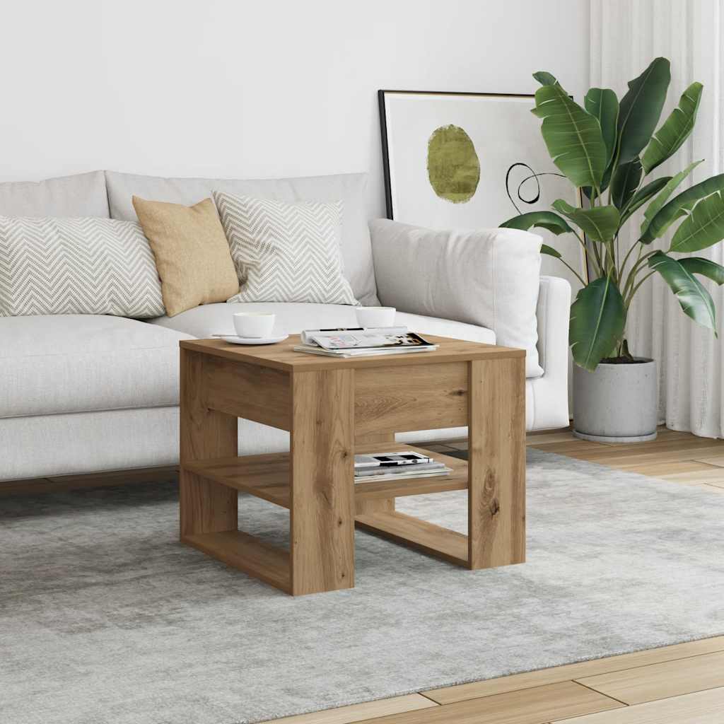 Salongbord artisan eik 55,5x55x45 cm konstruert tre