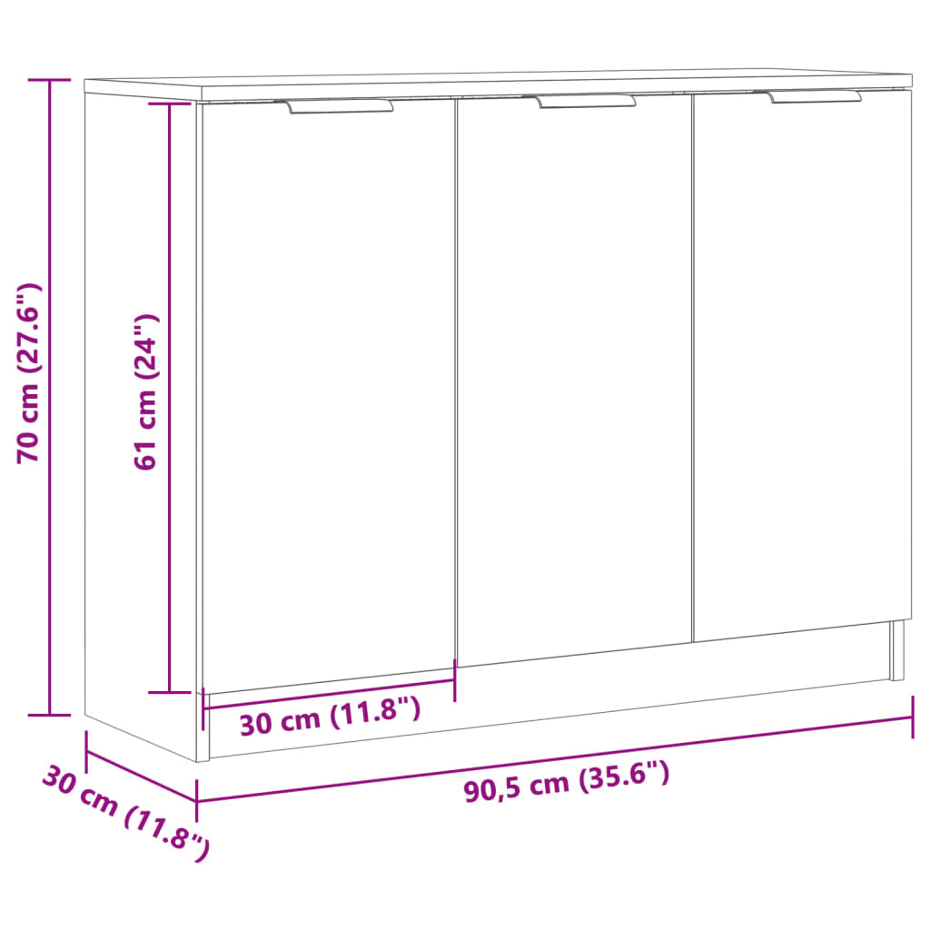 Skjenk artisan eik 90,5x30x70 cm konstruert tre