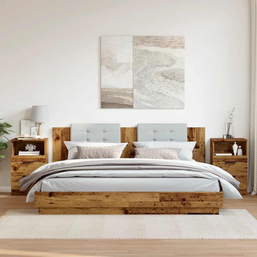 Nattbord 2 stk gammelt tre 40x36x65 cm konstruert tre