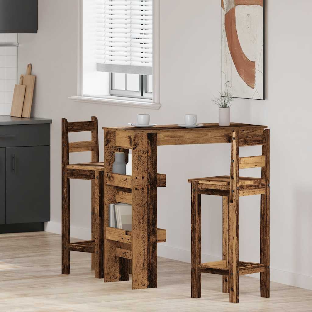 Veggmontert barbord gammelt tre 102x45x103,5 cm konstruert tre