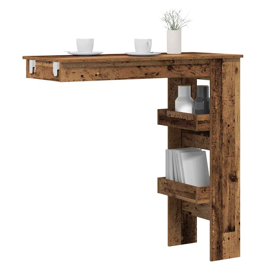 Veggmontert barbord gammelt tre 102x45x103,5 cm konstruert tre