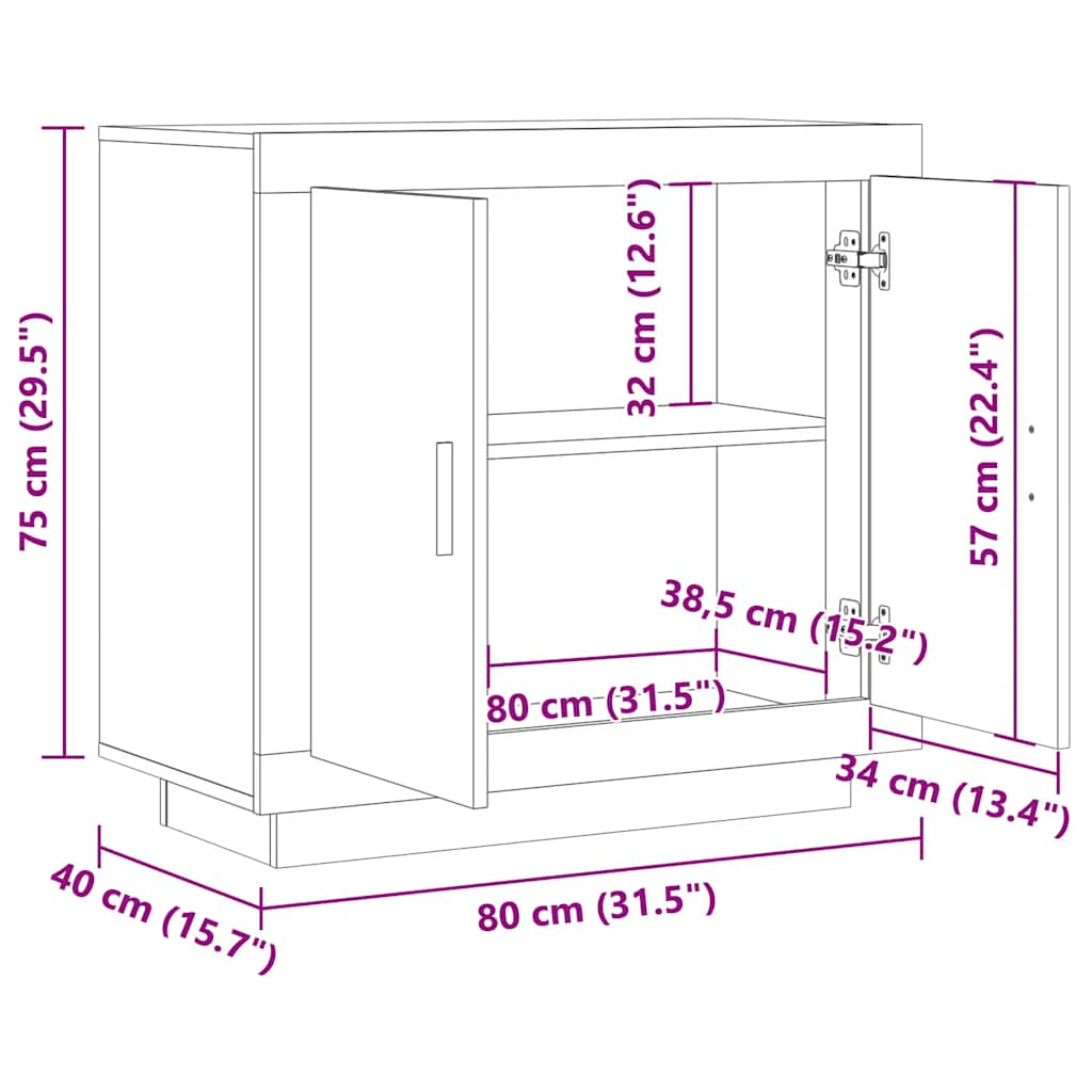 Skjenk gammelt tre 80x40x75 cm konstruert tre
