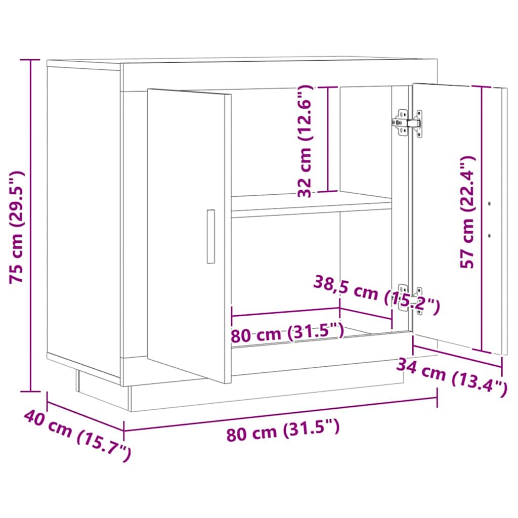 Skjenk artisan eik 80x40x75 cm konstruert tre