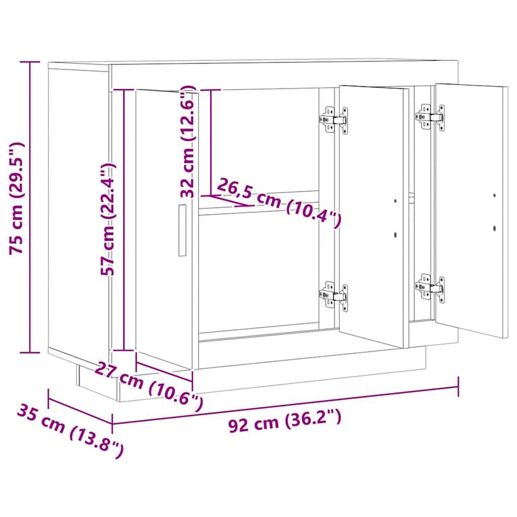 Skjenk artisan eik 92x35x75 cm konstruert tre
