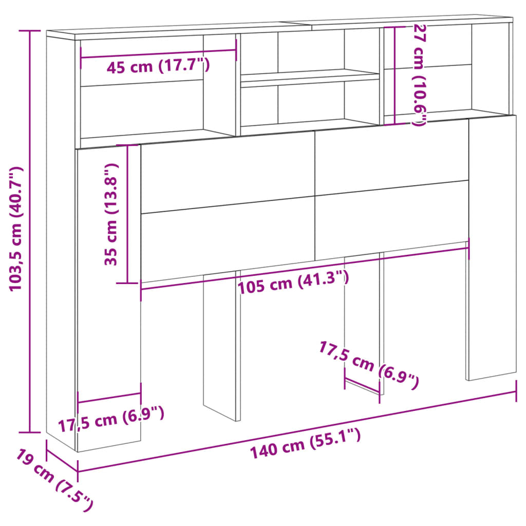 Sengegavlskap gammelt tre 140x19x103,5 cm