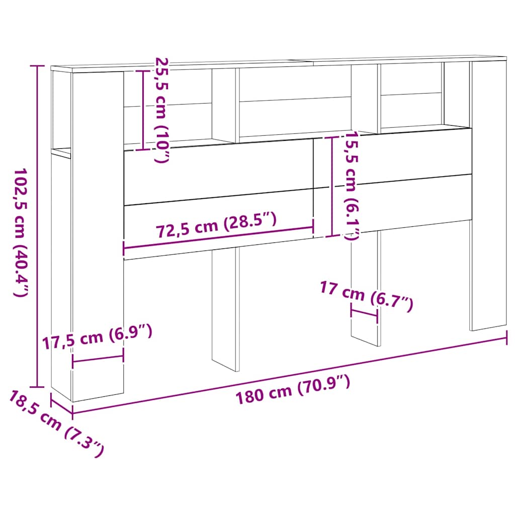 Hodegavl artisan eik 180x18,5x102,5 cm konstruert tre