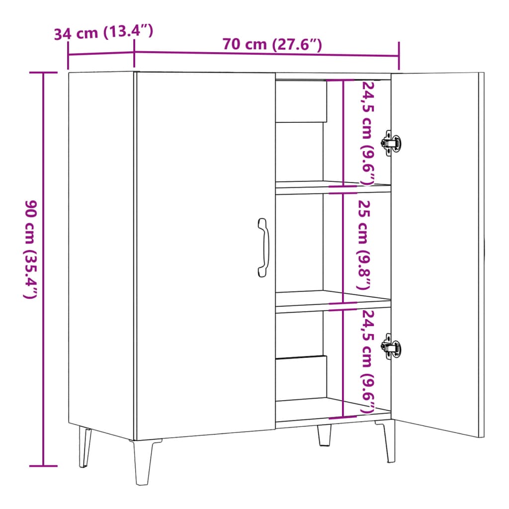 Skjenk artisan eik 70x34x90 cm konstruert tre