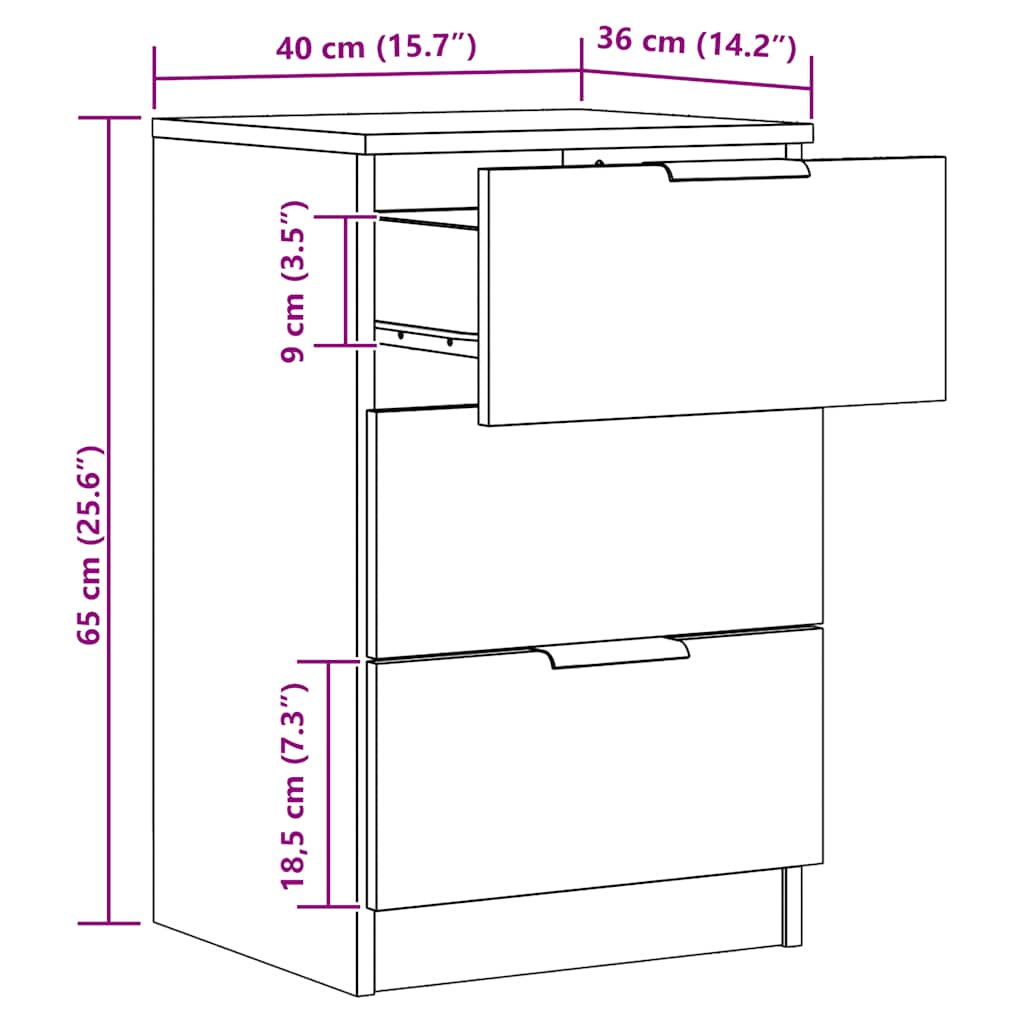 Nattbord artisan eik 40x36x65 cm konstruert tre