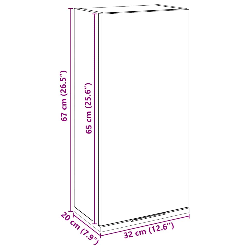 Vegghengt baderomsskap artisan eik 32x20x67 cm
