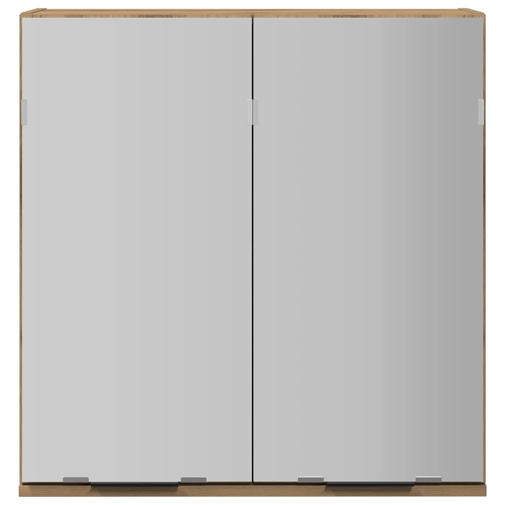 Baderomshylle med speil artisan eik 64x20x66,5cm konstruert tre
