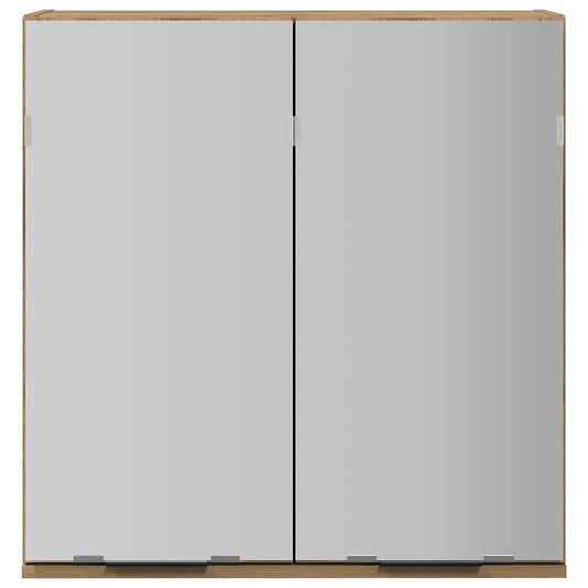 Baderomshylle med speil artisan eik 64x20x66,5cm konstruert tre