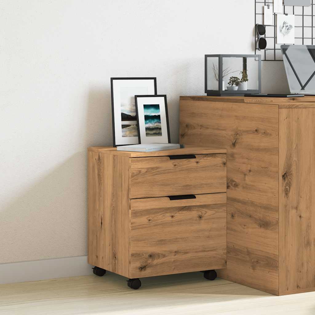 Mobilt arkivskap med hjul artisan eik 45x38x54cm konstruert tre