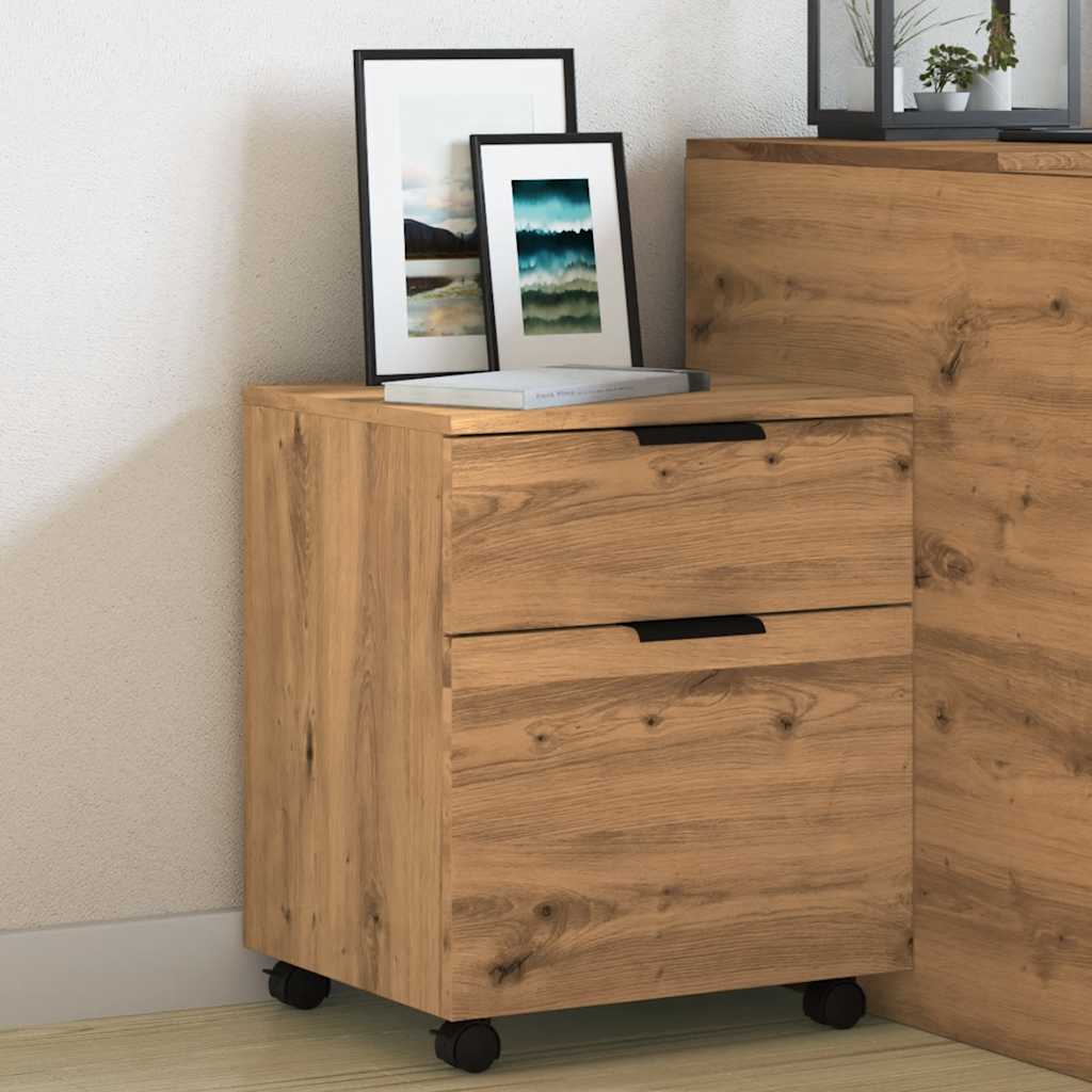 Mobilt arkivskap med hjul artisan eik 45x38x54cm konstruert tre