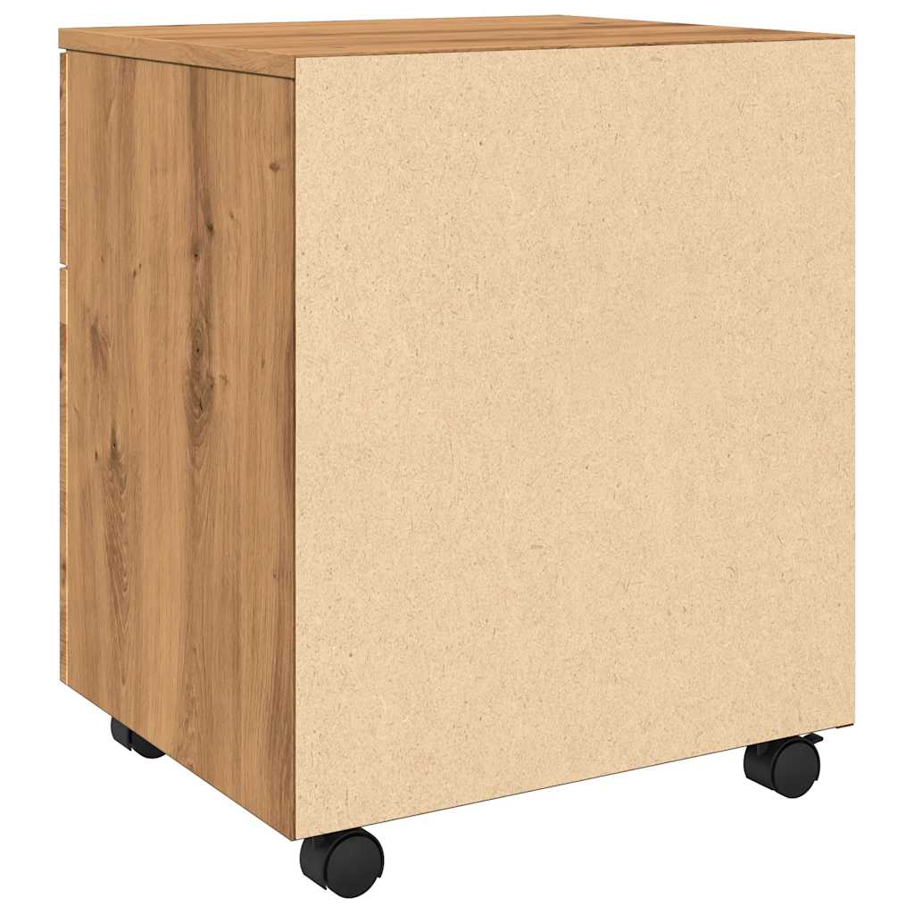 Mobilt arkivskap med hjul artisan eik 45x38x54cm konstruert tre