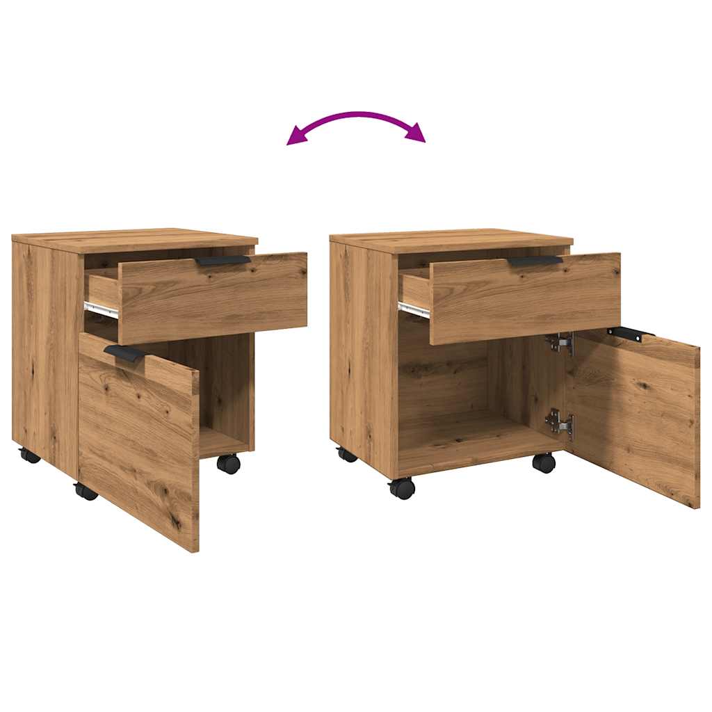 Mobilt arkivskap med hjul artisan eik 45x38x54cm konstruert tre