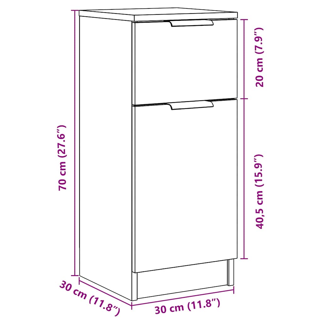Skjenk gammelt tre 30x30x70 cm konstruert tre