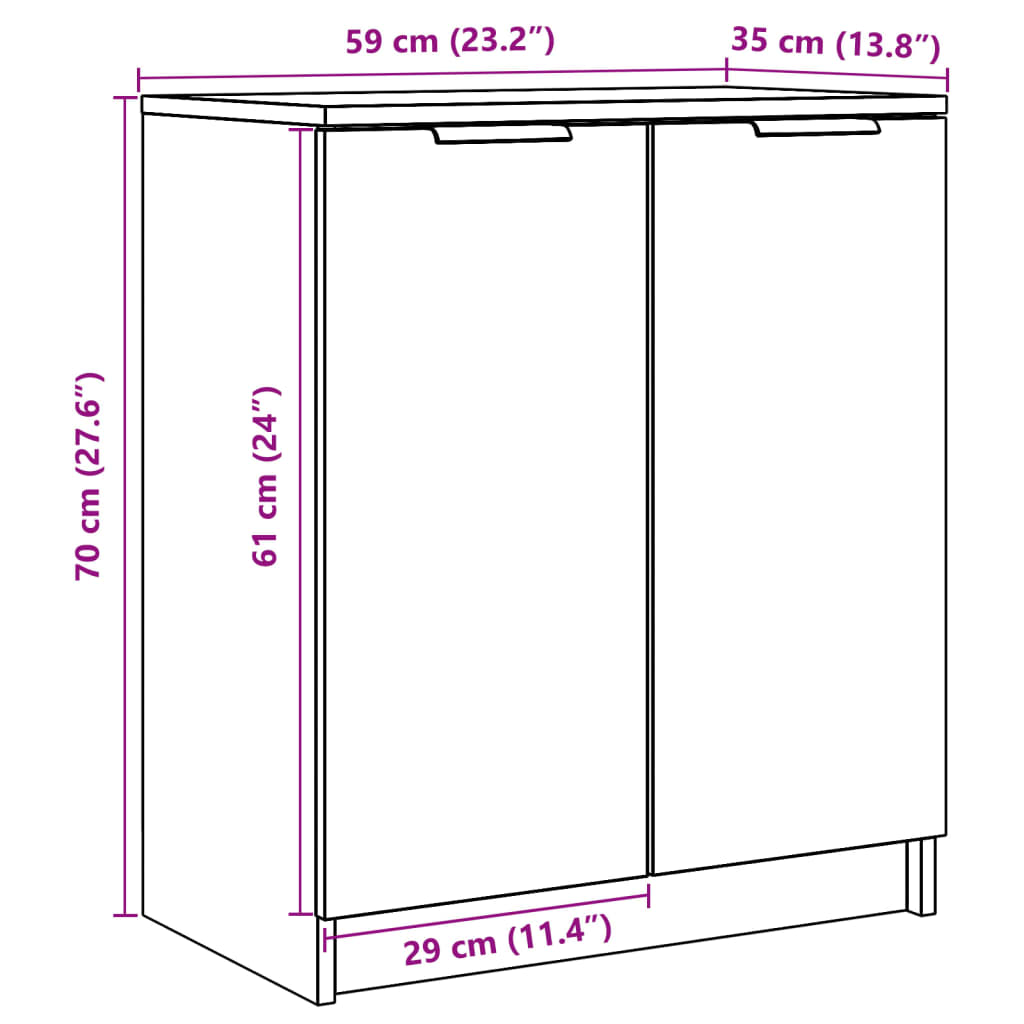 Skoskap gammelt tre 59x35x70 cm konstruert tre