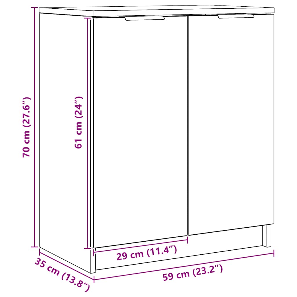 Skoskap artisan eik 59x35x70 cm konstruert tre