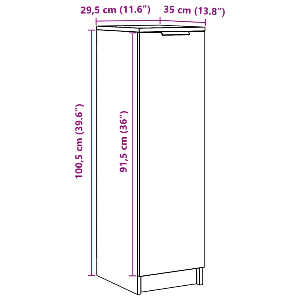 Skoskap gammelt tre 29,5x35x100,5 cm konstruert tre