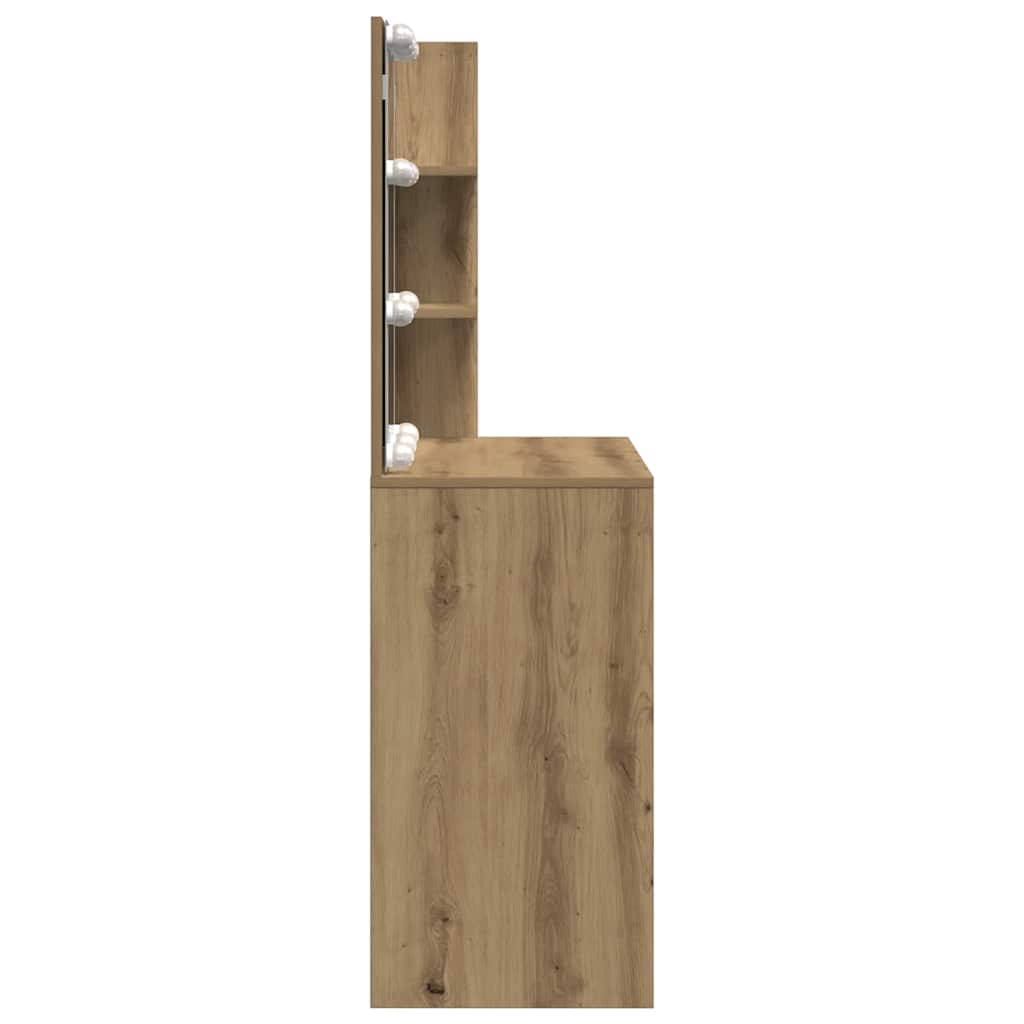 Sminkebord med LED artisan eik 60x40x140 cm