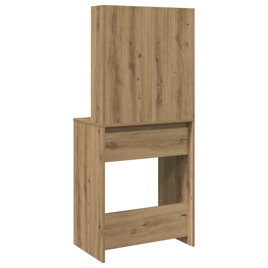 Sminkebord med LED artisan eik 60x40x140 cm