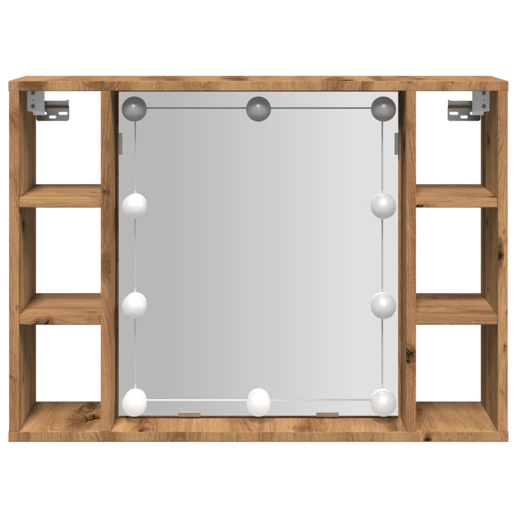Sminkebord med LED artisan eik 76x15x55 cm konstruert tre