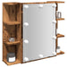 Speilskap med LED gammelt tre 70x16,5x60 cm