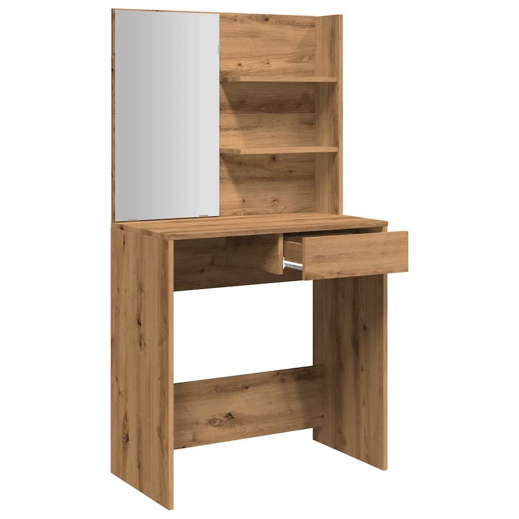 Sminkebord med speil artisan eik 74,5x40x141 cm