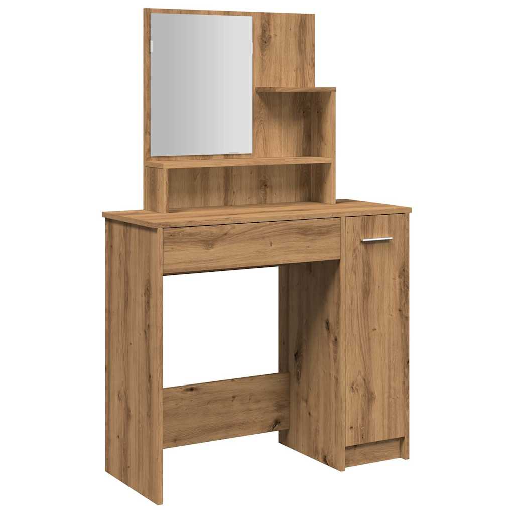 Sminkebord med speil artisan eik 86,5x35x136 cm