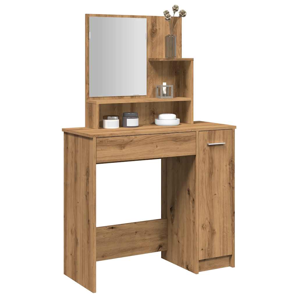 Sminkebord med speil artisan eik 86,5x35x136 cm