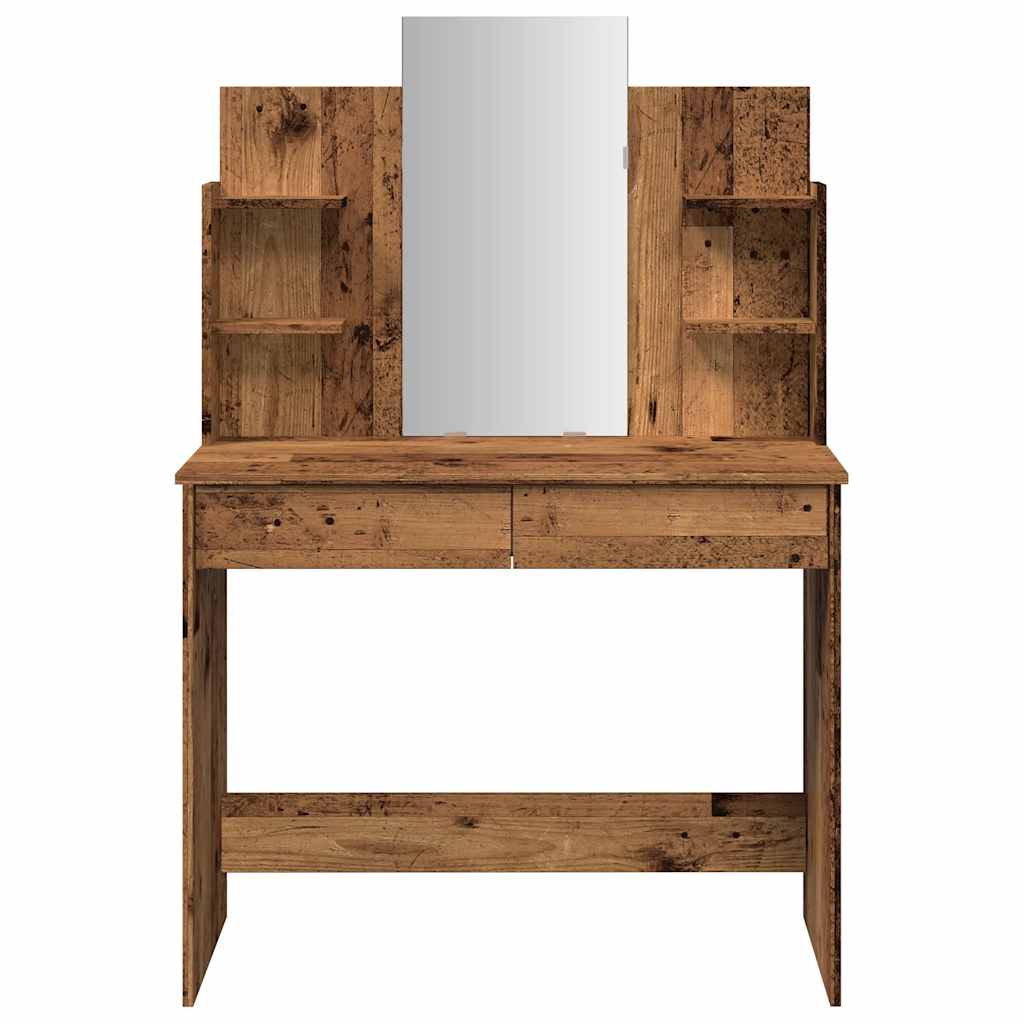 Sminkebord med speil gammelt tre 96x39x142 cm