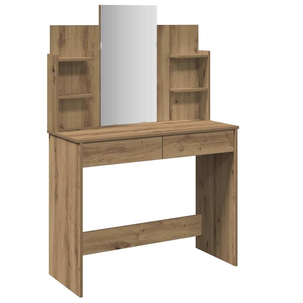 Sminkebord med speil artisan eik 96x39x142 cm