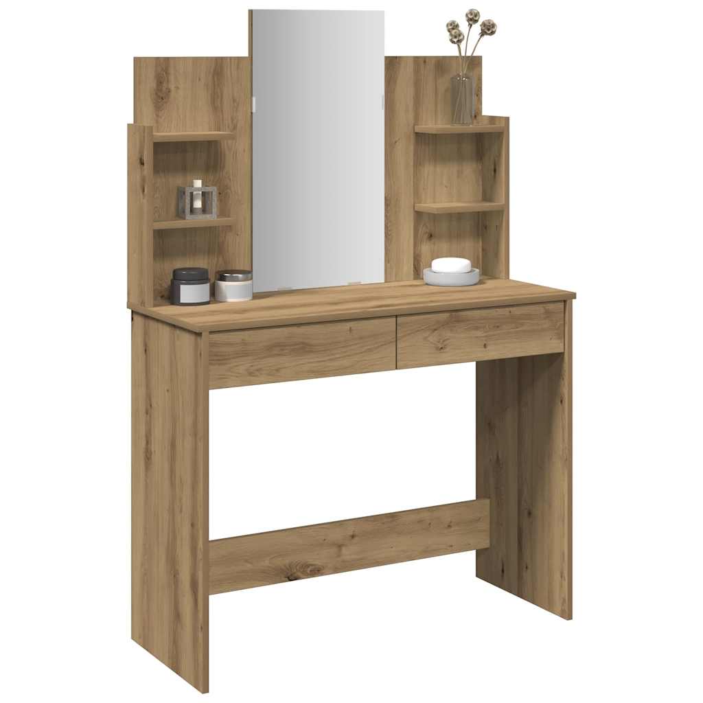 Sminkebord med speil artisan eik 96x39x142 cm