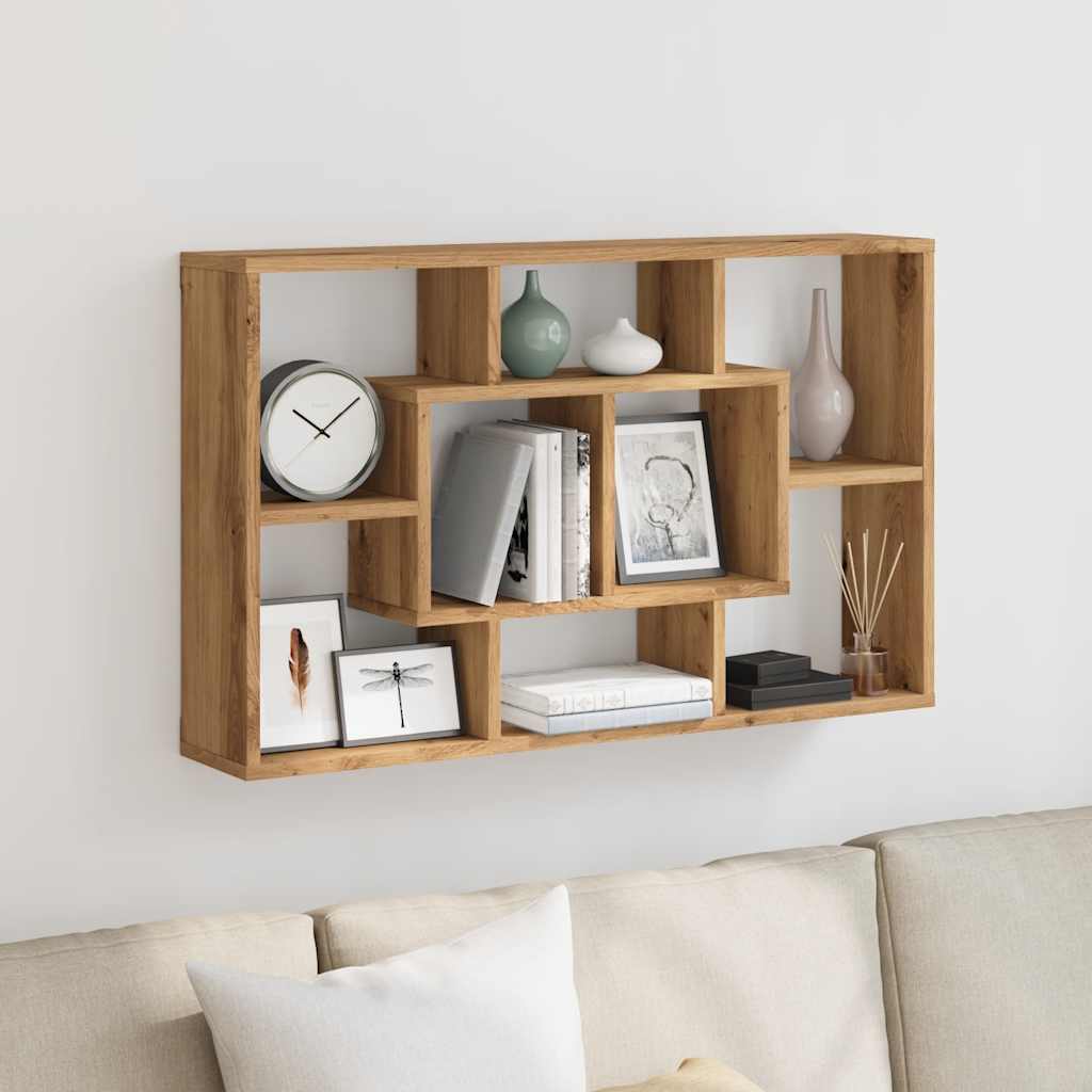 Vegghylle håndverkseik 85x16x52,5 cm konstruert tre
