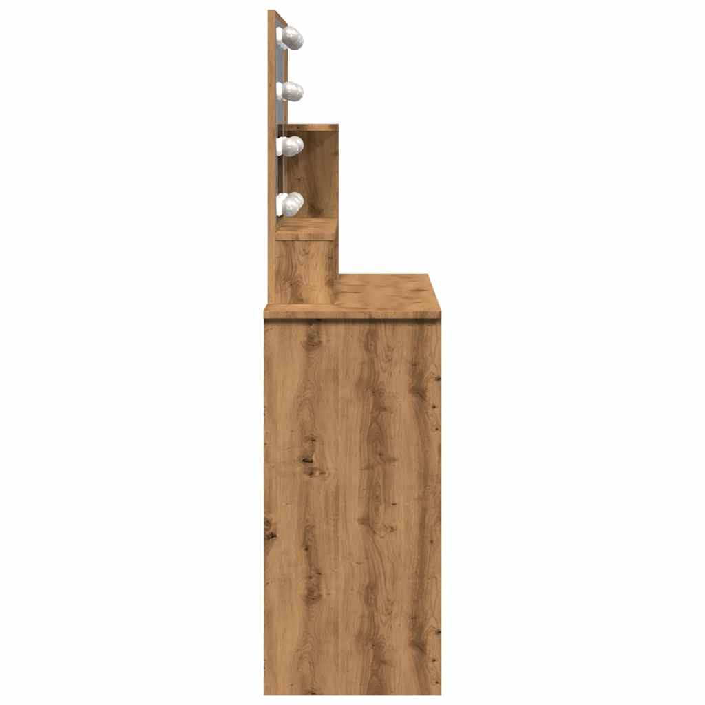 Sminkebord med LED artisan eik 86,5x35x136 cm