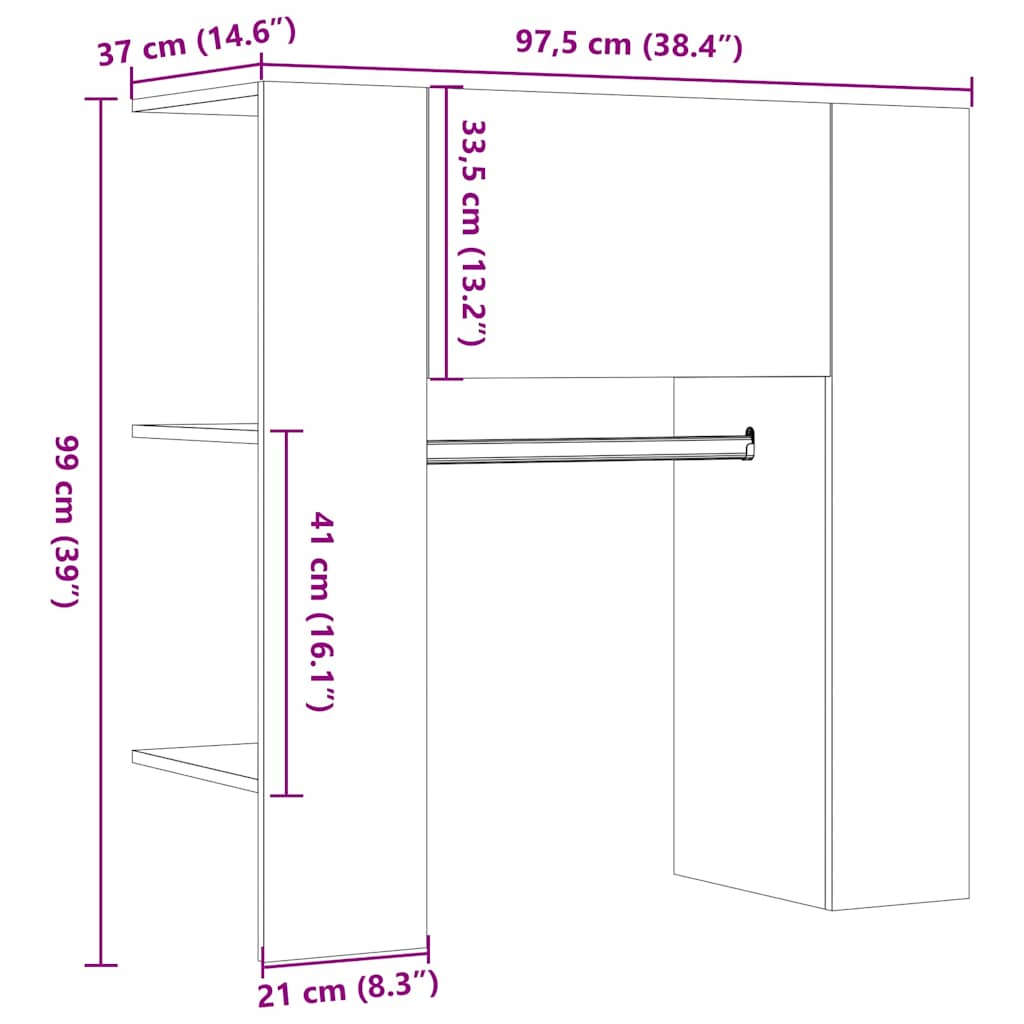 Gangskap gammelt tre 97,5x37x99 cm konstruert tre