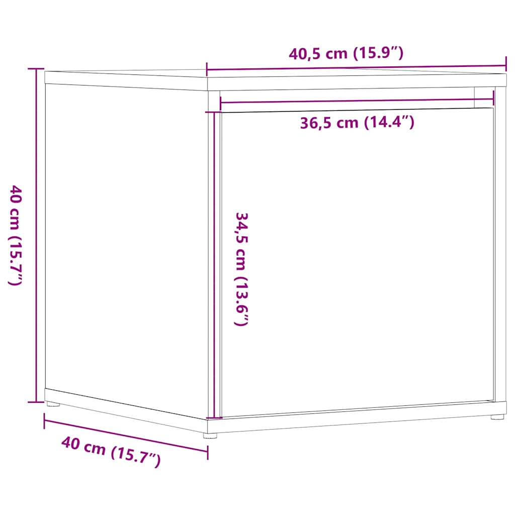 Oppbevaringsskap gammelt tre 40,5x40x40 cm konstruert tre