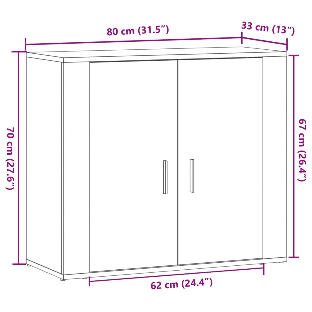 Skjenk gammelt tre 80x33x70 cm konstruert tre