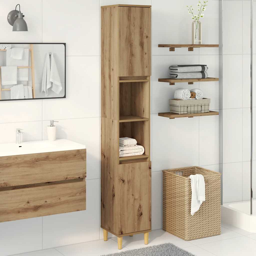 Baderomsskap artisan eik 30x30x190 cm konstruert tre