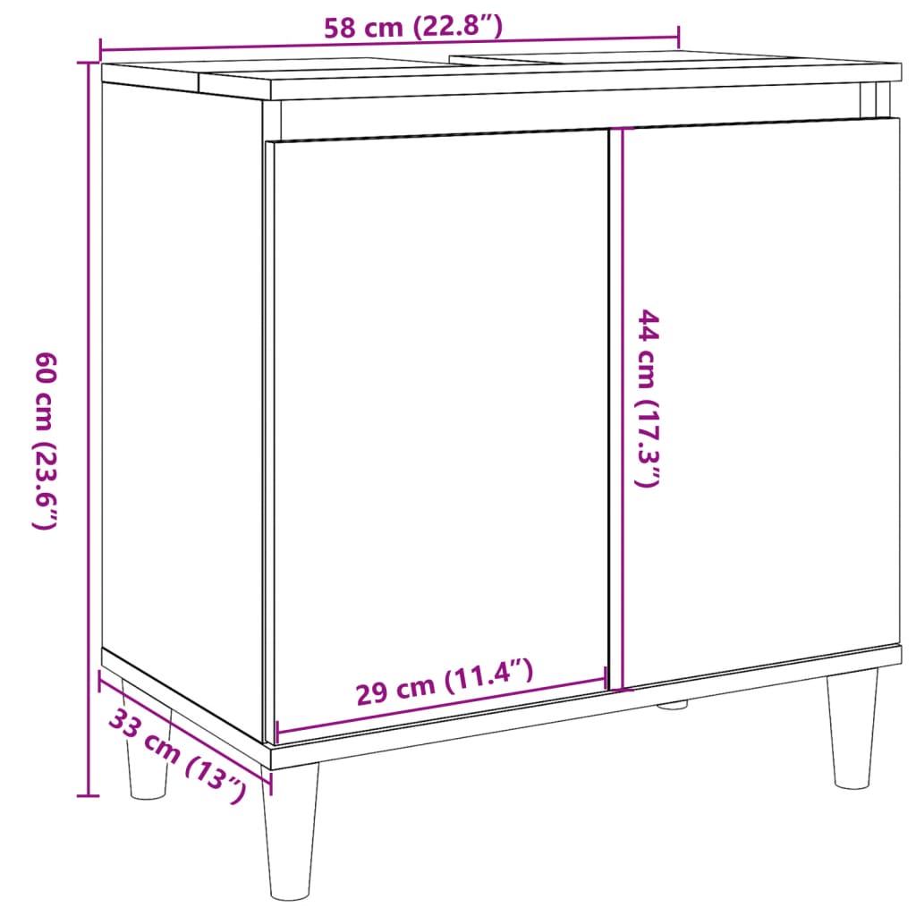 Servantskap artisan eik 58x33x60 cm konstruert tre