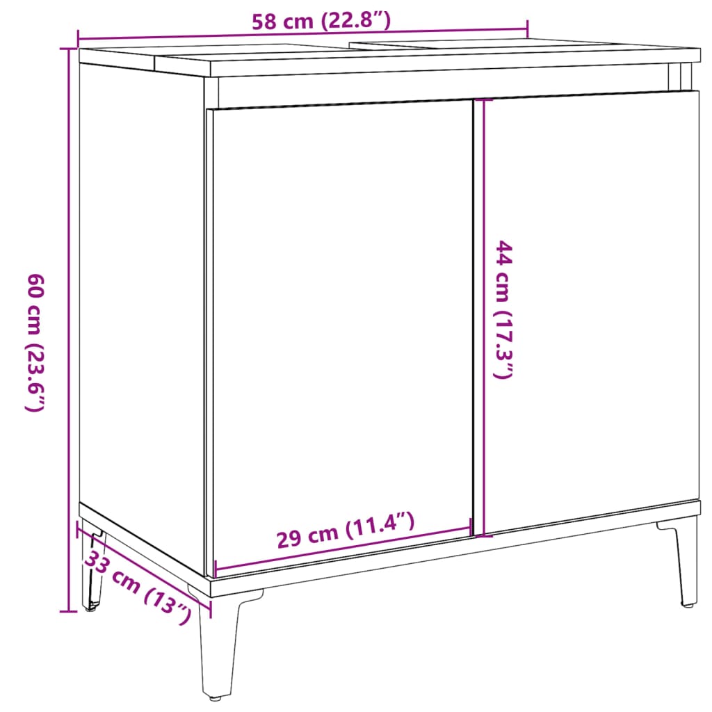 Servantskap artisan eik 58x33x60 cm konstruert tre
