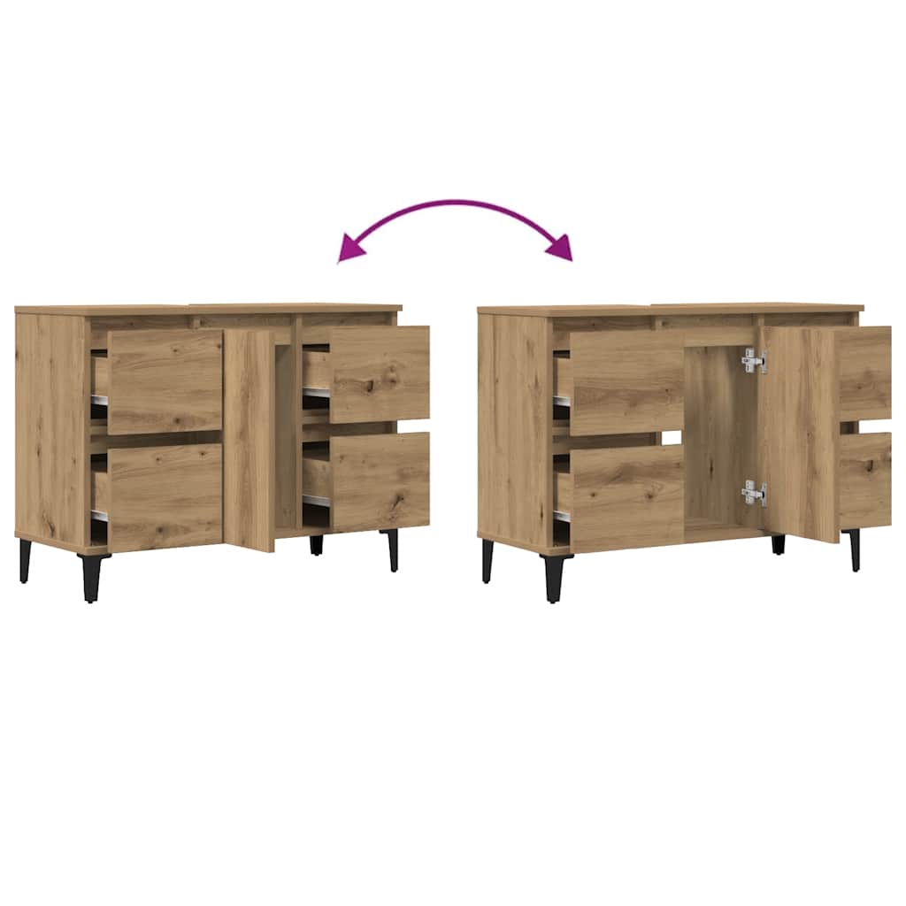 Servantskap artisan eik 80x33x60 cm konstruert tre
