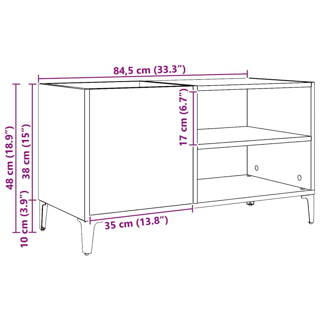 Plateskap artisan eik 84,5x38x48 cm konstruert tre