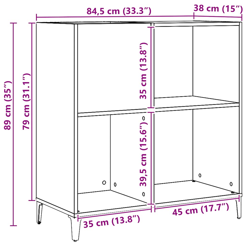 Plateskap artisan eik 84,5x38x89 cm konstruert tre
