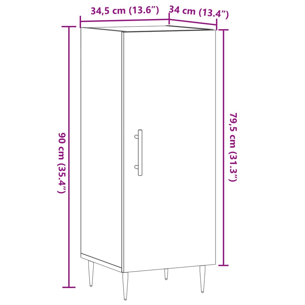 Skjenk gammelt tre 34,5x34x90 cm konstruert tre
