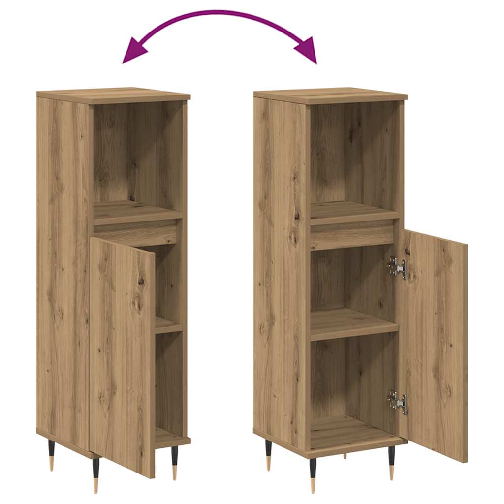 Baderomsskap artisan eik 30x30x100 cm konstruert tre