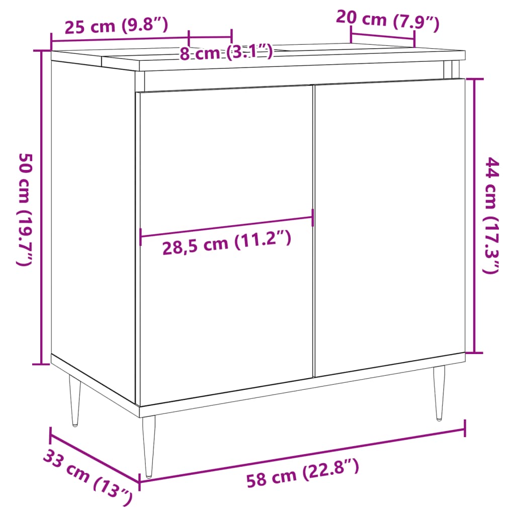 Baderomsskap artisan eik 58x33x60 cm konstruert tre