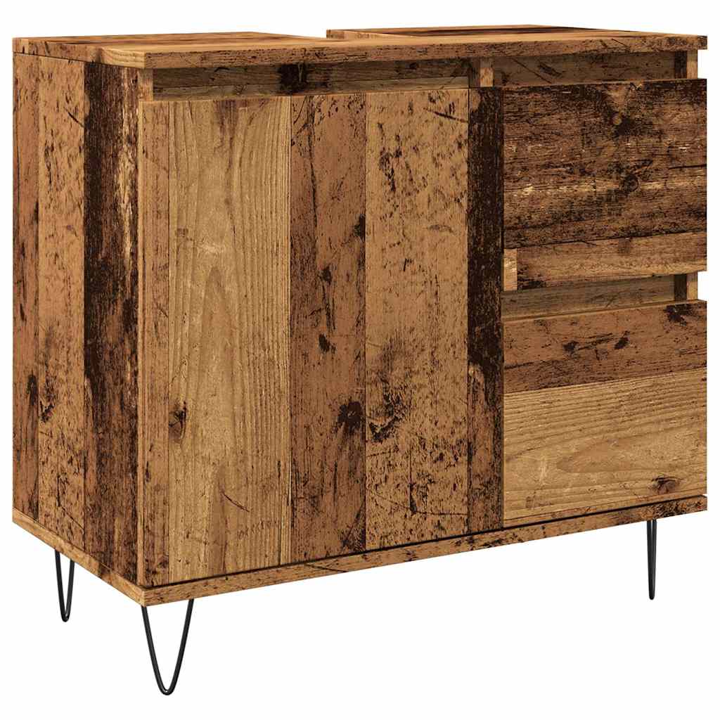 Baderomsvaskskap gammelt tre 65x33x60 cm konstruert tre