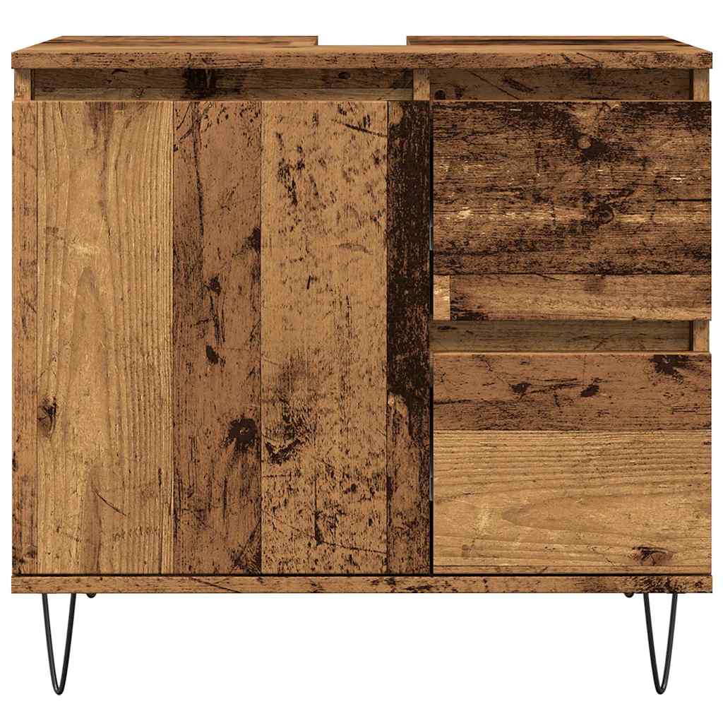 Baderomsvaskskap gammelt tre 65x33x60 cm konstruert tre